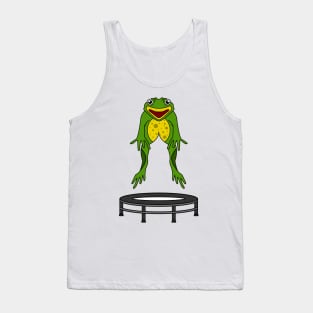 Funny frog is jumping on a trampoline Tank Top